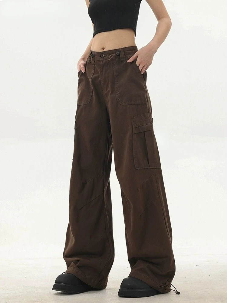 HOUZHOU Y2K vintage cargo pants womens bag high shooting jogging sports oversized Harajuku streetwear mens spring 240827