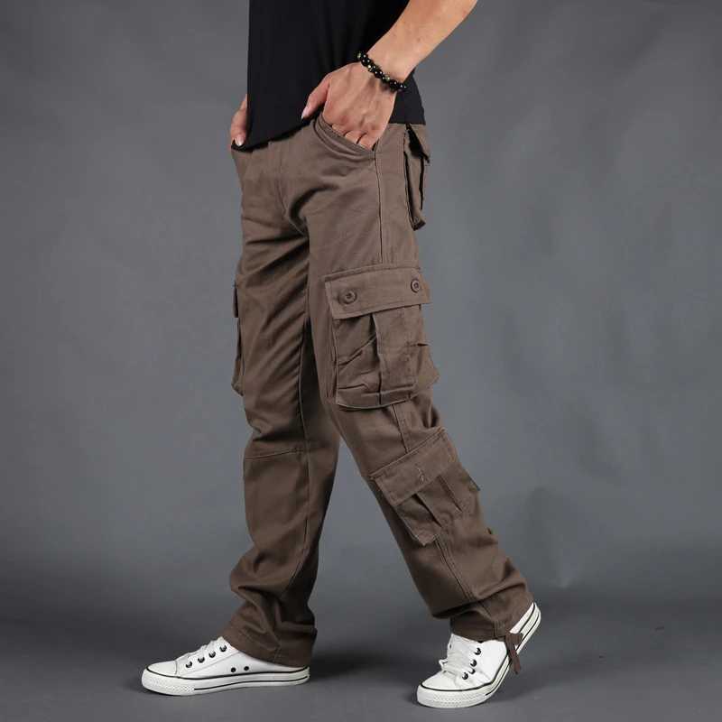 2023 New Mens Cargo Pants Loose Military Tactical Pants Multi Pocket Trousers Pantalon Homme Large Size 42 Mens Military Top W240829