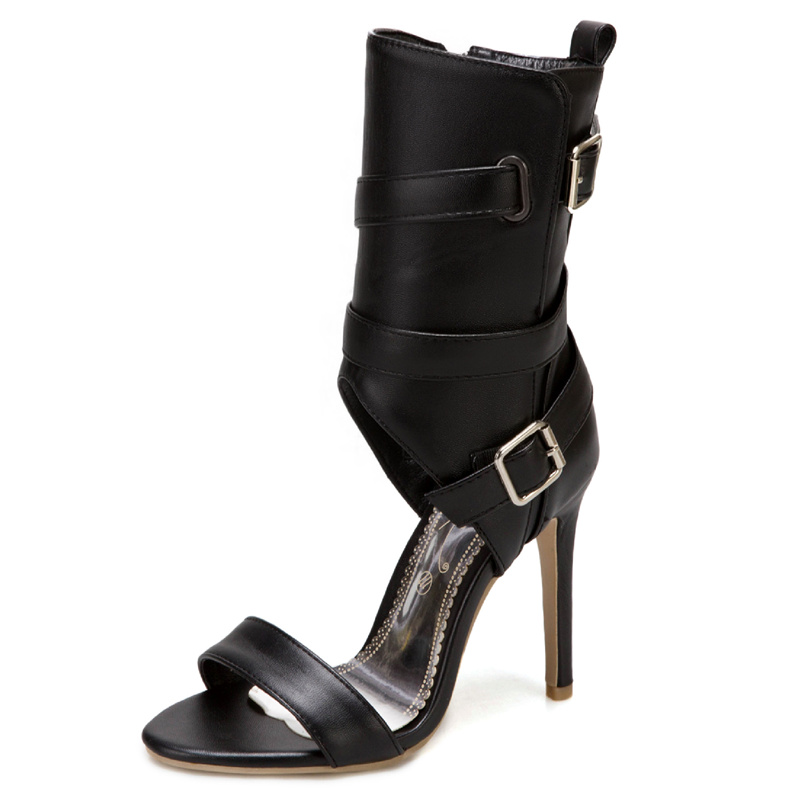 Peep Sexy Toe Summer Sandals Ankle New Boots For Women Fashion Buckle High Heels Red White Party Wedding Dance Shoes Ladies 8392