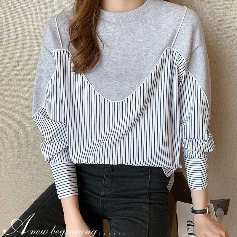 Fashion striped printed womens hoodie for springsummer casual 240827