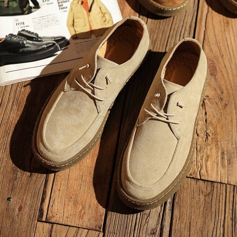 Casual Men's Lace-up Shoes Cow Suede Genuine Leather Mens Comfortable Driving Flats Men Classic Outdoor Oxfords aa47