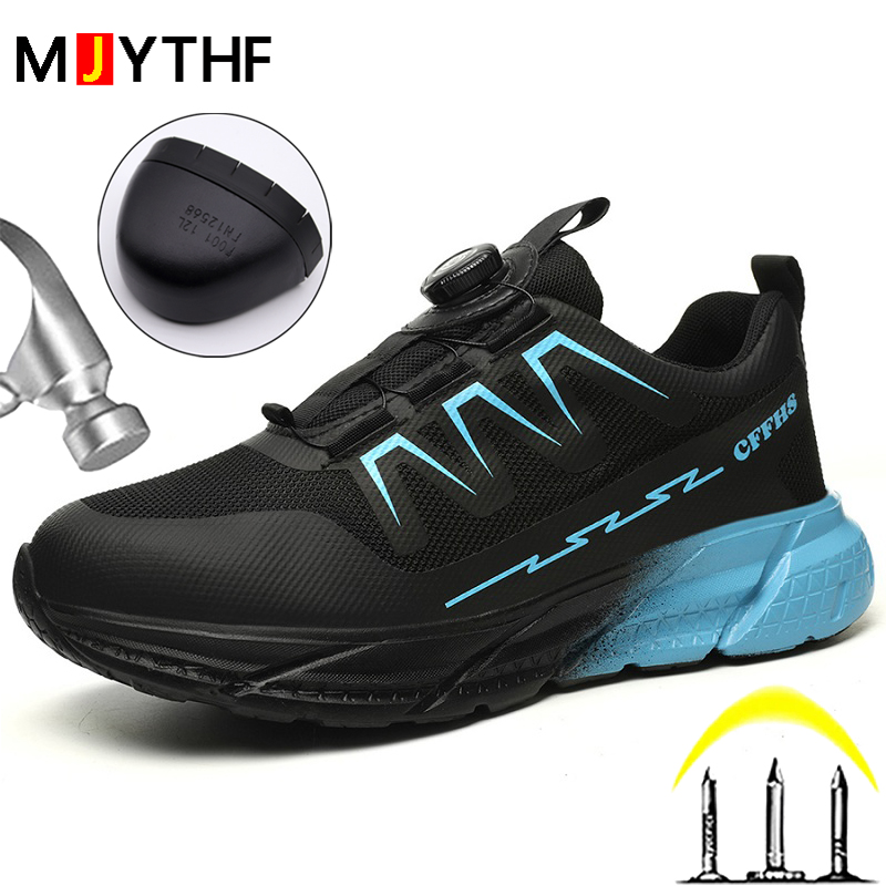 Safety Anti-Smash Anti Puncture Work Rotating Buttons Women's Sneakers Breathable Steel Toe New Shoes Protective