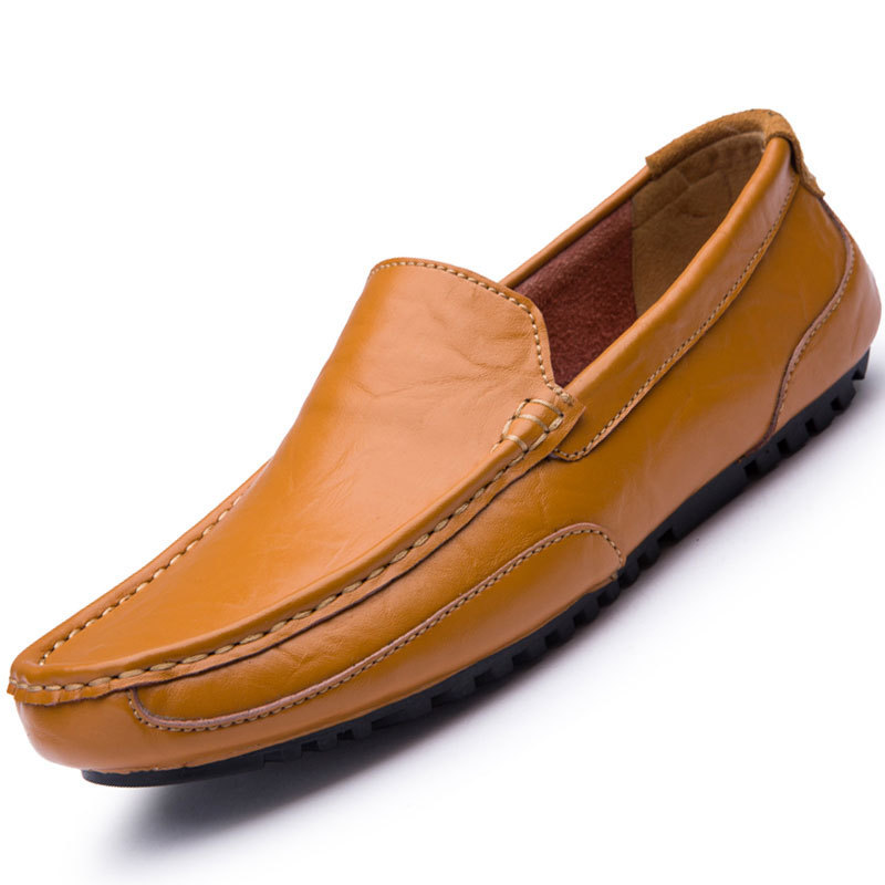 Leather Men's casual shoes brand British Style Men's casual shoes mocasin shoes breathable anti slip black casual boat shoes