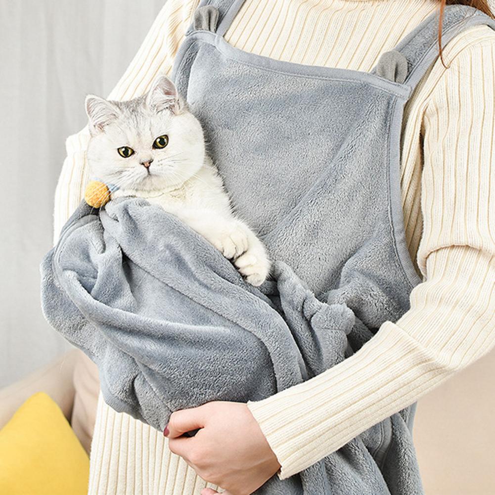 Pet Carrier Apron Cat Carrier Pouch Pet Daily Accessory Retractable Opening Buckle Strong Load Bearing Big Space Escape-proof Pl