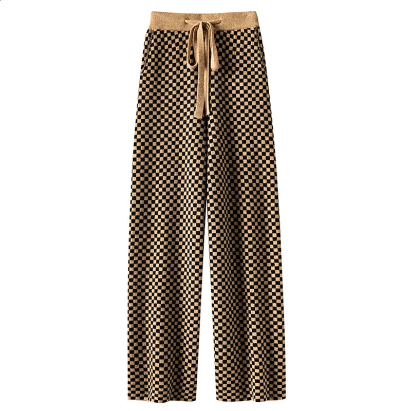 flat wool pants for women four thick wide leg loose casual straight high waisted knitted 240827