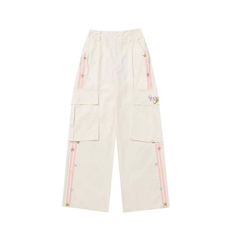 Womens almond bag cargo pants retro Y2k Harajuku fashion street clothing star oversized high waisted mens 2000s 240829