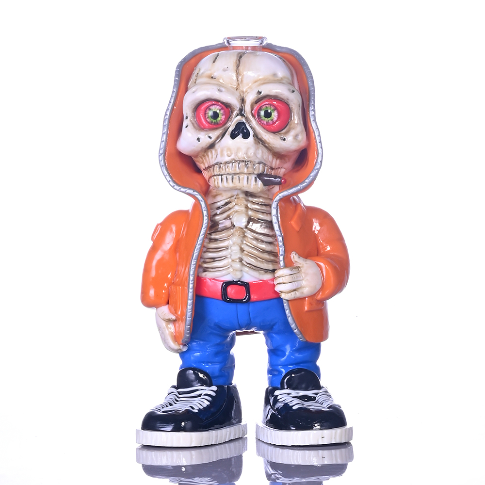 Colored Polymer Clay Glass Pipe,3D Cute Skeleton Boy,Borosilicate Glass Bong,Glass Hookah,Glass Water Pipe,Handmade Crafts,Holiday Gifts,Smoking Acces