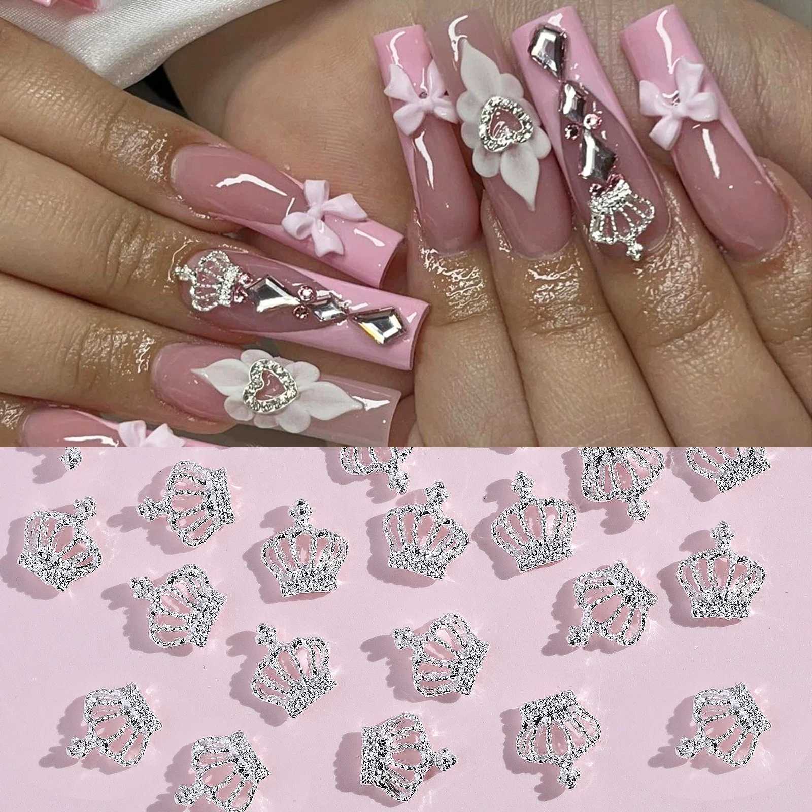 20 Crown Design Nail Charm with Rhinestone Nail Art Accessories DIY Nail Art Supplies Suitable for Women and Girls to Decorate W240829