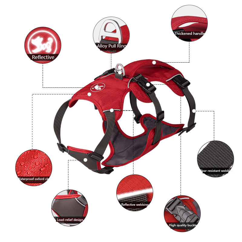 Oxford Cloth Pet Harness Reflective Adjustable Dog Harness Suitable for Medium and Large Dogs Training and Running Dog Walking