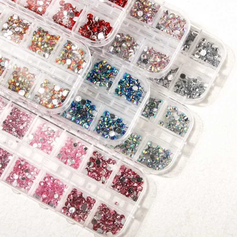 12 grid sparkling crystal nail art Rhinestone flat back gemstone used for nail art DIY design decoration makeup accessories W240829