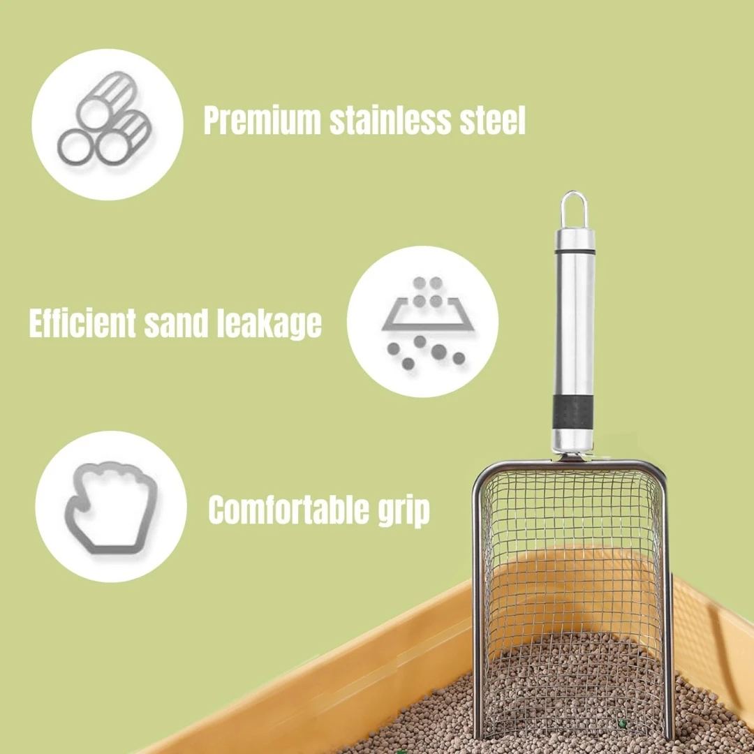 Pet Cleaning Aluminum Alloy Metal Cat Litter Scooper Stainless Steel Handle Pet Waste Shovel 2024 New