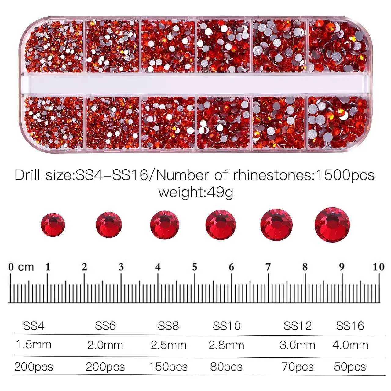 12 grid sparkling crystal nail art Rhinestone flat back gemstone used for nail art DIY design decoration makeup accessories W240829