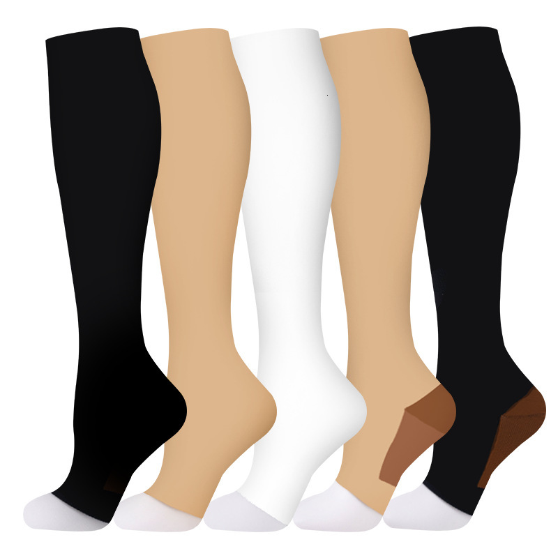 Open toe pressure outdoor sports calf running skipping rope socks, long tube shaping socks