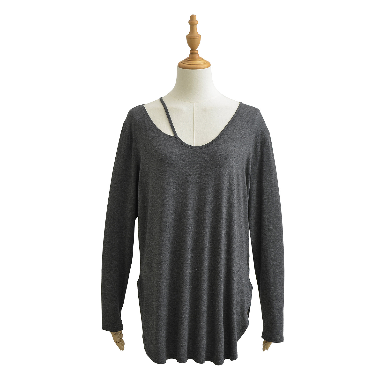Wholesale New Product Women's V-neck Plus Size Tops Loose Long Sleeve T-Shirt Casual Dress Tee