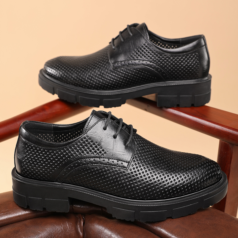 Men's Leather Platform Derby Shoes - Height Increasing Wedding Dress Shoes, 5/8/10 CM Heel, hot Formal & Stylish for 2024