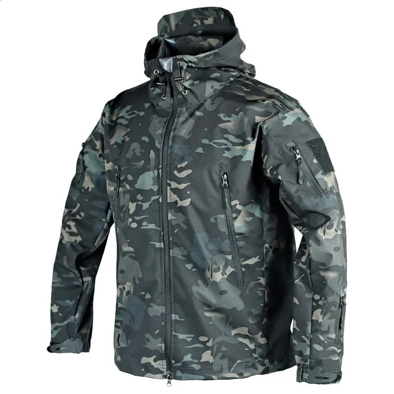 Waterproof Training Jacket Men Spring Autumn Multi-pocket Wear-resistant Windbreaker Coat Outdoor Shark Skin Thin Cargo Jackets 240829