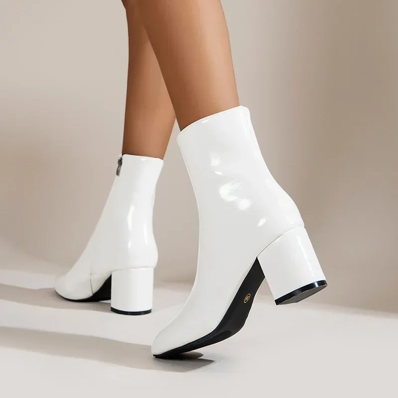 Women High Heels Ankle Chunky Heels Boots Fashion Autumn New Platform Boots Walking Dress Pumps Chelsea Botas Mujer Zapatos