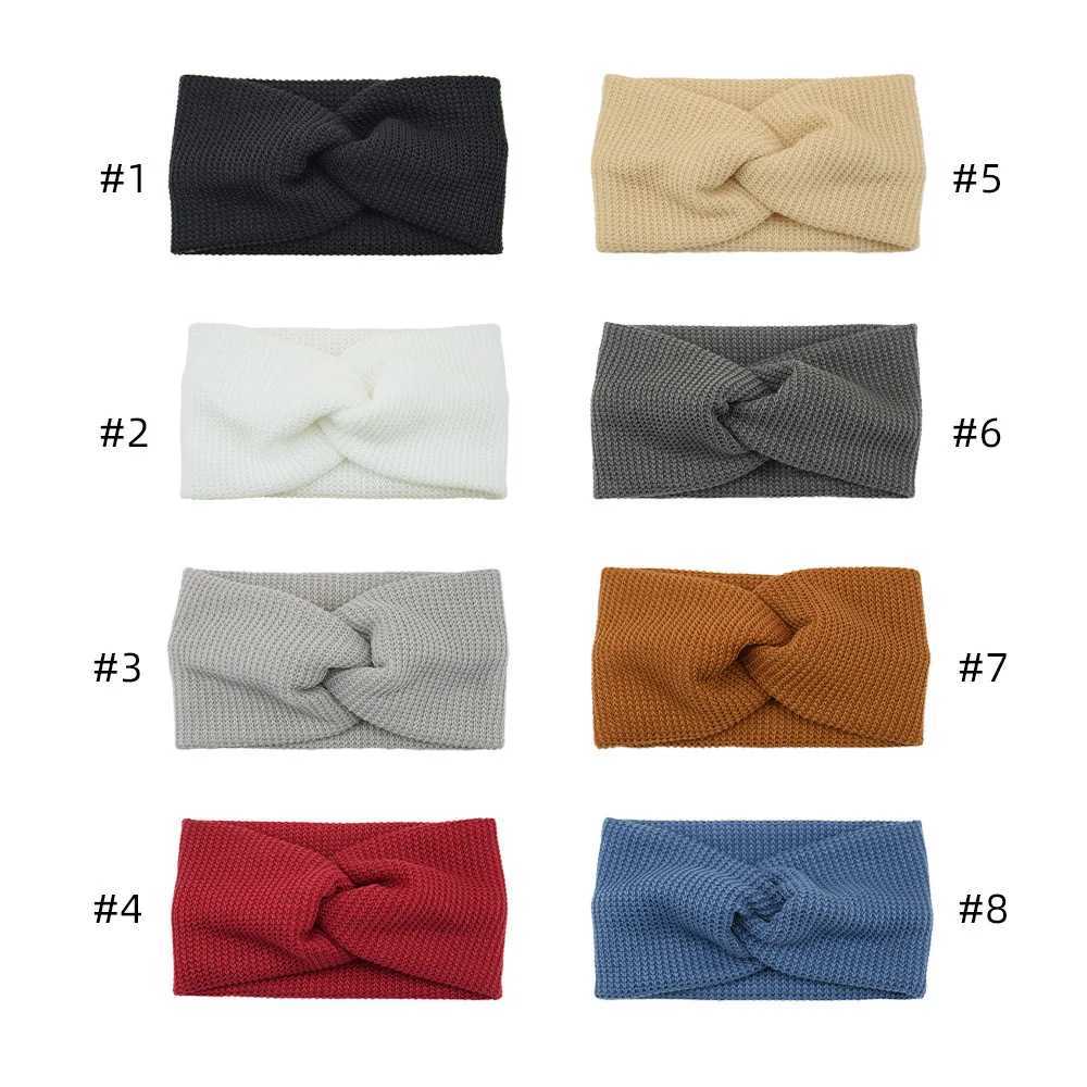 Donarsei Korean Winter Wide Knitted Cross Headband Womens Fashion Solid Color Elastic Yoga Headband CL240830