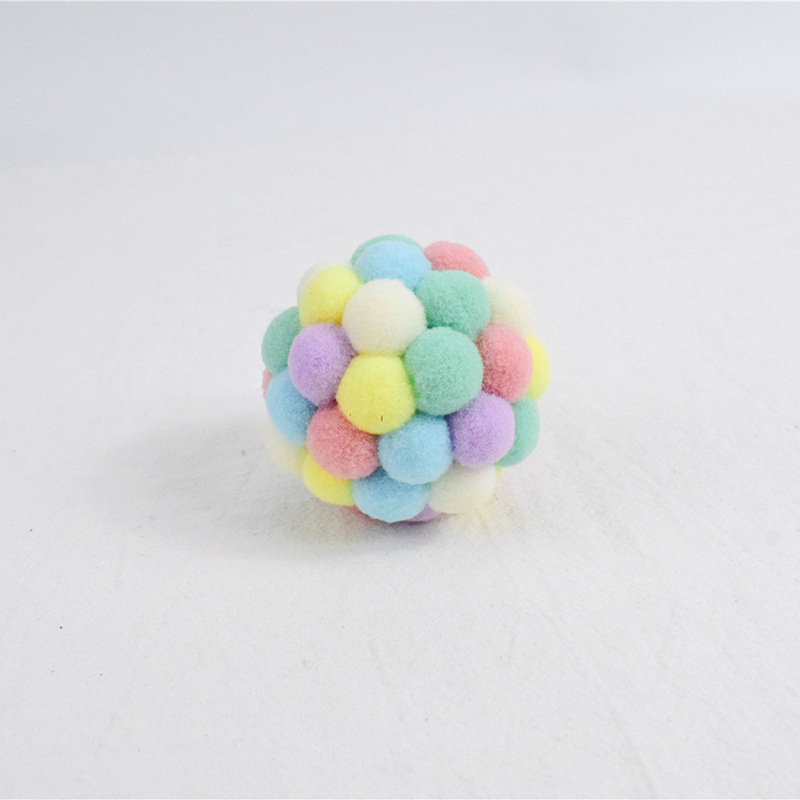 Fashion new macaron plush pet toy cat and dog self-hey funny cat bite-resistant bell sounding toy ball