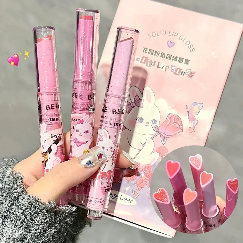 Waterproof transparent jelly heart-shaped lip gloss long-lasting non stick cup water gloss mirror lipstick pen cosmetics 240829