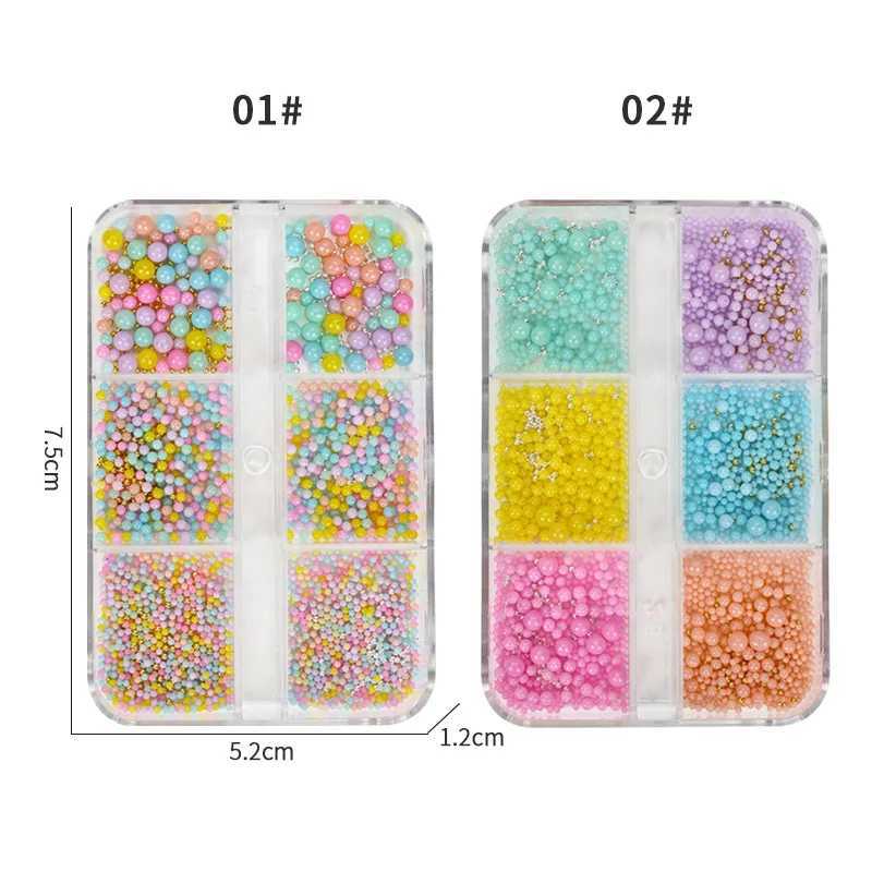 1 box of mini Macaron bubble nail beads charm mixed color 3D resin candy caviar nail bead decoration DIY Kawaii nail accessories W240829