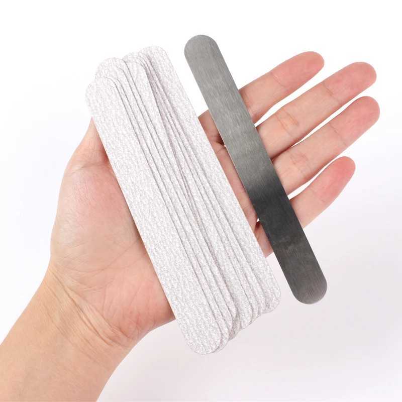 13.5 * 1.6CM replaceable nail art files 100/180/240 50 pieces mini self-adhesive sandpaper pad metal handle straight rod W240829