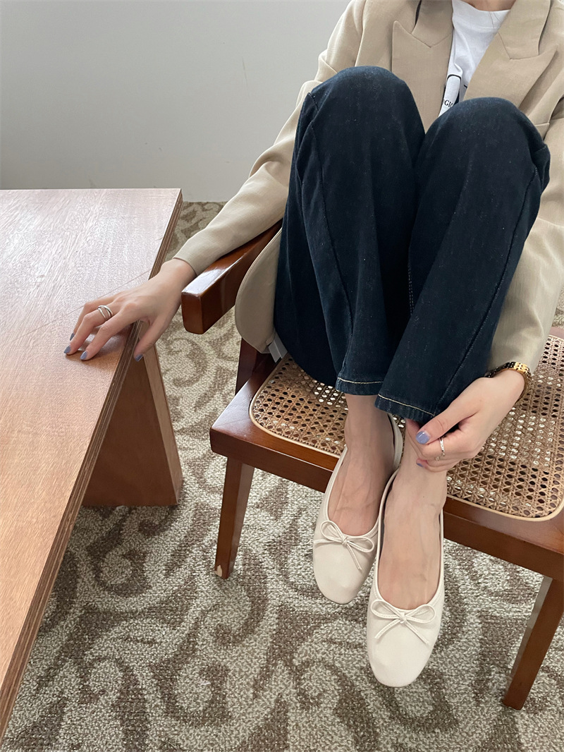 leather 30be9 soft bowtie moccasins round toe foldable shoes casual design leaopard slip on loafers women comfy ballet flats