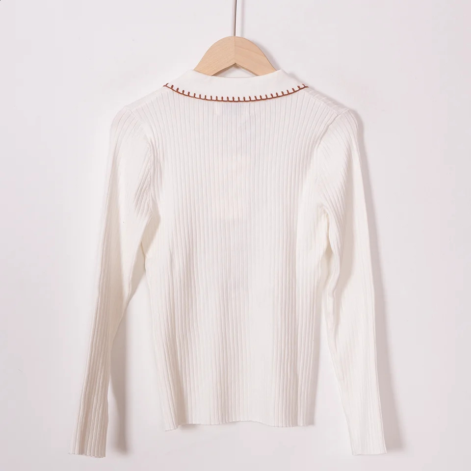 ZESSAM Solid Embroidery Stitching Jacquard Knit Pullover Long Sleeve Warm Button Female Sweater Casual Cozy Lady Tops 240827