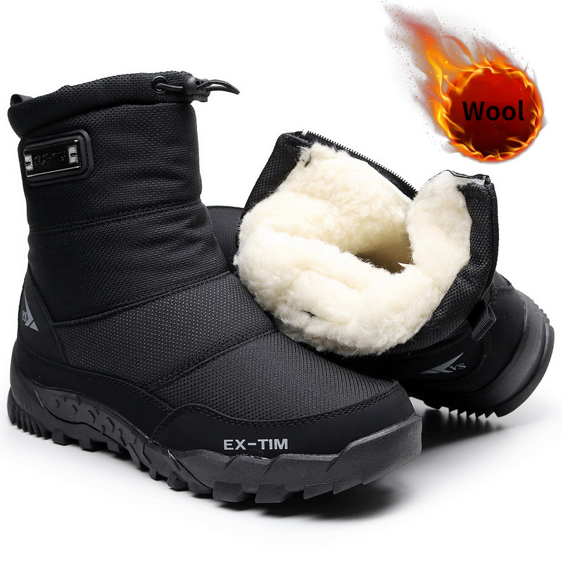 Snow Wool for Men Waterproonkle with Fur Winter Shoes Non-slip Women Boot Outdoor Thick Plush Warm Men's Boots 4def 's s