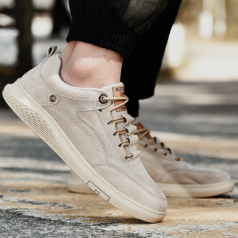 Men Shoes Leather Casual Suede Shoes Men Non-Slip Rubber Luxury Flats Mens Sneakers Male Leisure Walk Shoes Man Fashion Footwear