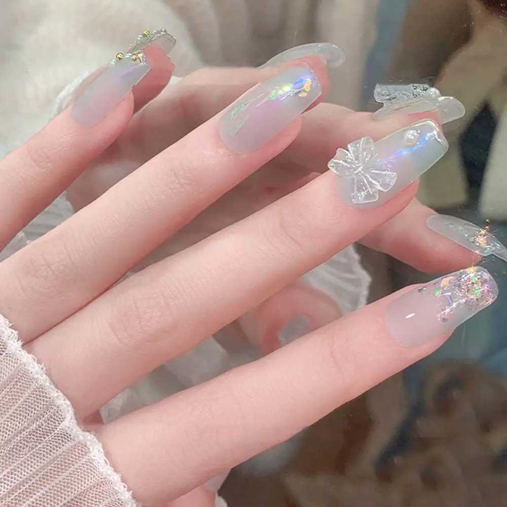 5 Aurora Bow Knot Nail Decorations Crystal Charm 3D Nail Art Rhinestone Set Resin Jewelry Accessories W240829