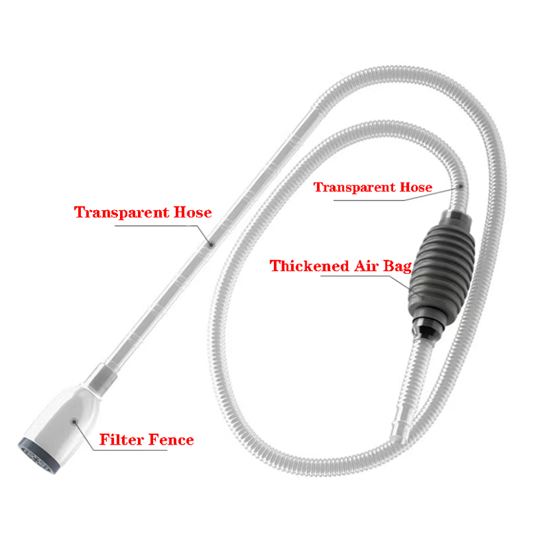 Siphon Pump With Filter Nozzle Fish Tank Water Changer Air Pump Cleaning Accessorie Handheld Aquarium Gravel Cleaner Vacuum 1.5m