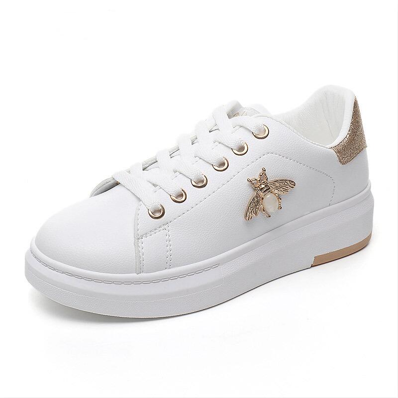 White Shoes Women Sneakers Casual Platform Fashion Rhinestone chaussures femme bee Lady footware Walking shoes