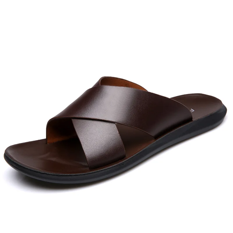 Big size Designer New Summer Fashion for Men Sandals Genuine Leather Simple Slipper Comfortable Cool Beach Shoes 5e7a Comtable 420