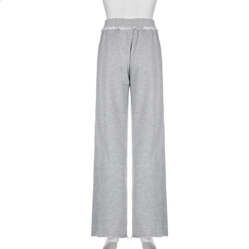 Deeptown Baggy Y2k Grey Sports Pants Womens Casual Retro Street Loose Long Leg 240827