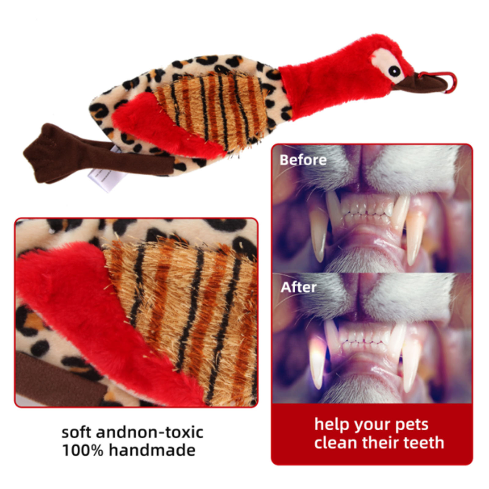 Flirt Pole For Dogs Tug-e-nuff Rope Toy With Flexible Nylon Rope & Non-slipping Handle & 2 Plush Toys Outdoor Interactive Toy