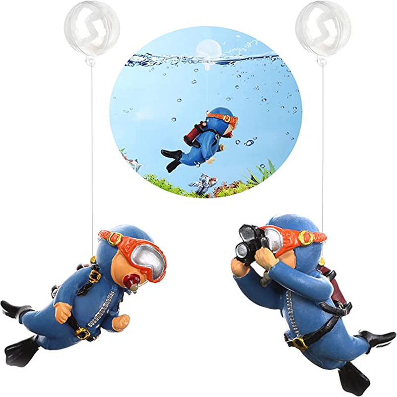 Resin Luminous Ornaments Floating Diver Simulated Underwater World Aquarium Fish Tank Landscaping Decorations Toys Accessories