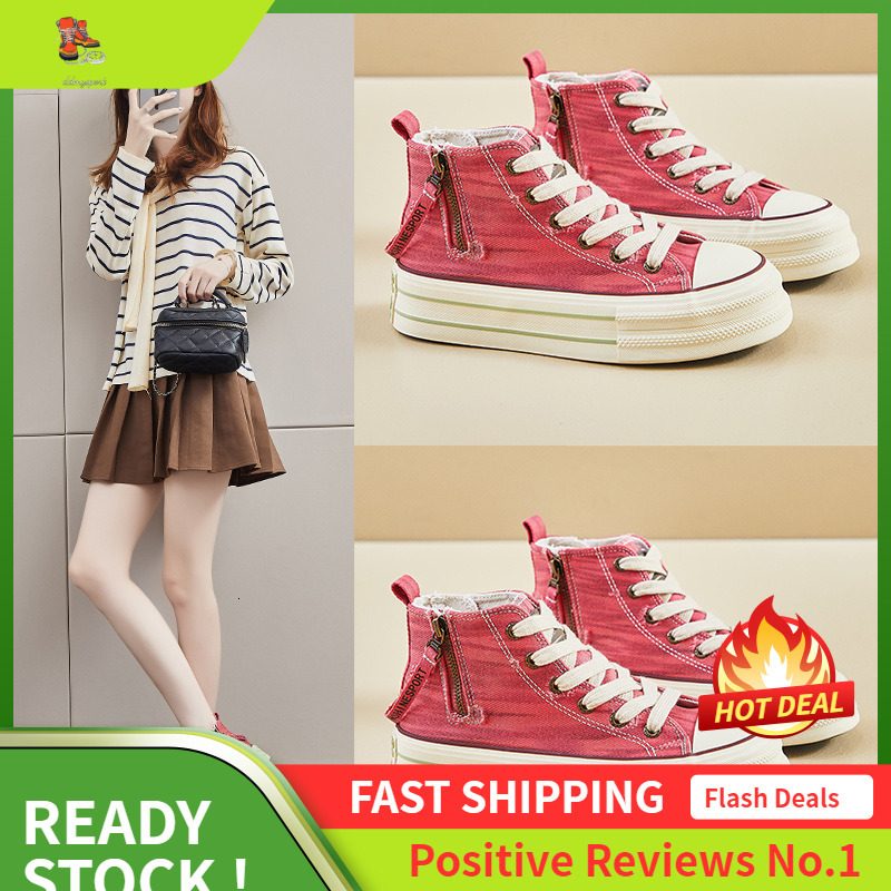 Ddmysports Ins Trendy Korean Igh Top Canvas For Women Autumn New Student Running Casual Board Shoes Eight Raising OUTDOOR