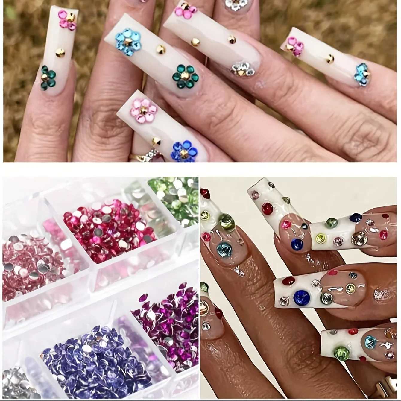 12 Grid Micro Crystal Nail Art Rhinestone Flat Back Colored Gemstone Decorative Nail Shoes Makeup Bag W240829
