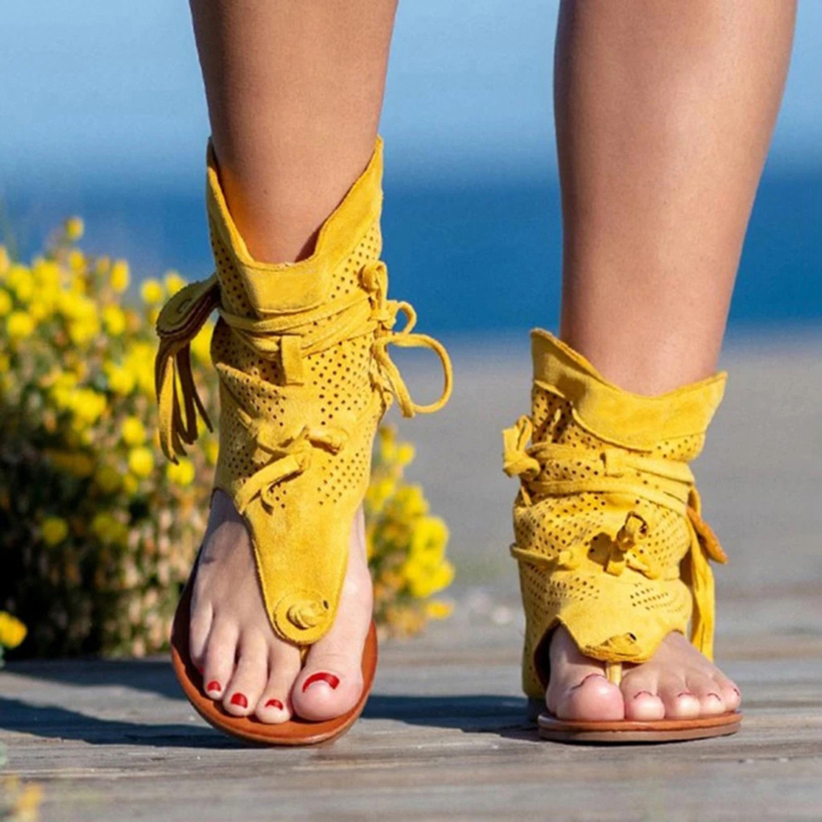 Sandals Women Girls Retro Bohemian Tassel Roman Beach Shoes Boots Summer 2023 Clip Toe Gladiator Sandals сандали женские