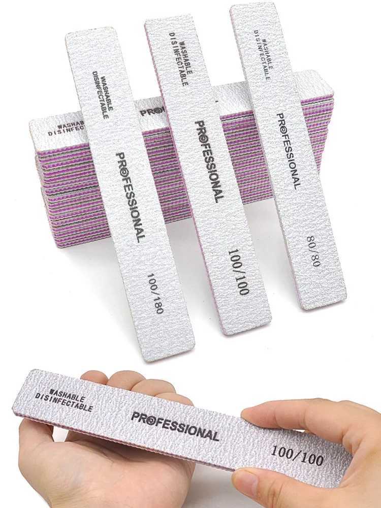 Nail file professional sandpaper 80/100/180 grit double-sided square polishing washable nail file manual tool W240829