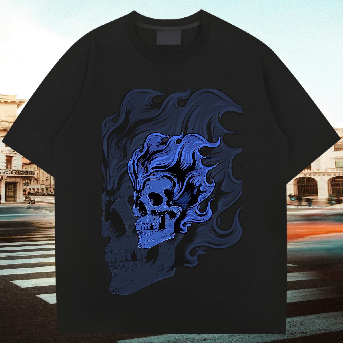 Cool Design Man T Shirts 230g Pure Cotton skull Casual Beach Skull Breathable Soft Men Tshirts Custom Wear