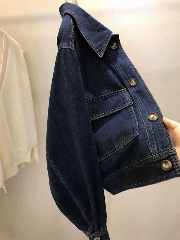 Women's Denim Jacket Retro Chic With Baggy Lapels, Slim Pockets - 2301 B2