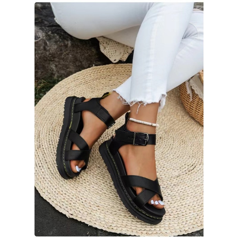 Sandals Women Suit Summer Heels Muffins Shoe Female Large Size Flat Sandals 2023 Women's Beach Fashion Black Platform Sandalias
