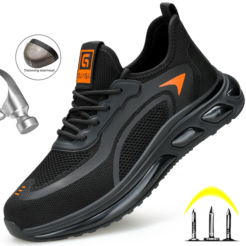 Cushion Air Women Steel Toe Protective Shoes Breathable Lightweight Work Safety Sneakers Boots Men fa6e