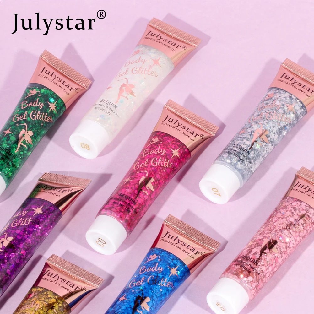 Julystar Mermaid Scale gel sequins eye shadow liquid lip color body polarization phase sequins eye shadow 240829