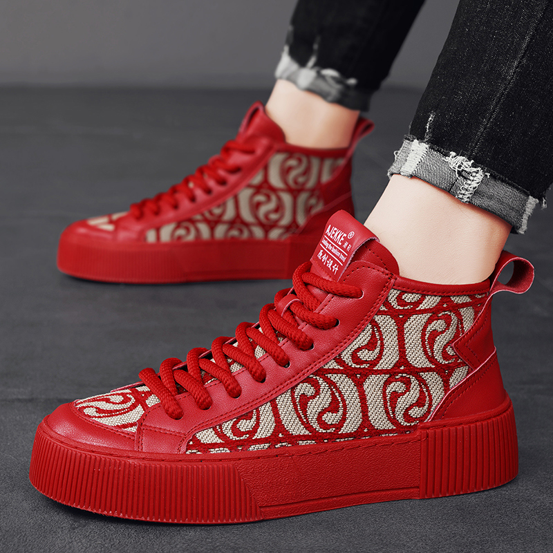 Original High Top Mens Skateboard Shoes 2024 Trend Red Sneakers Men Lightweight Platform Men's Vulcanized Shoes tenis de hombre