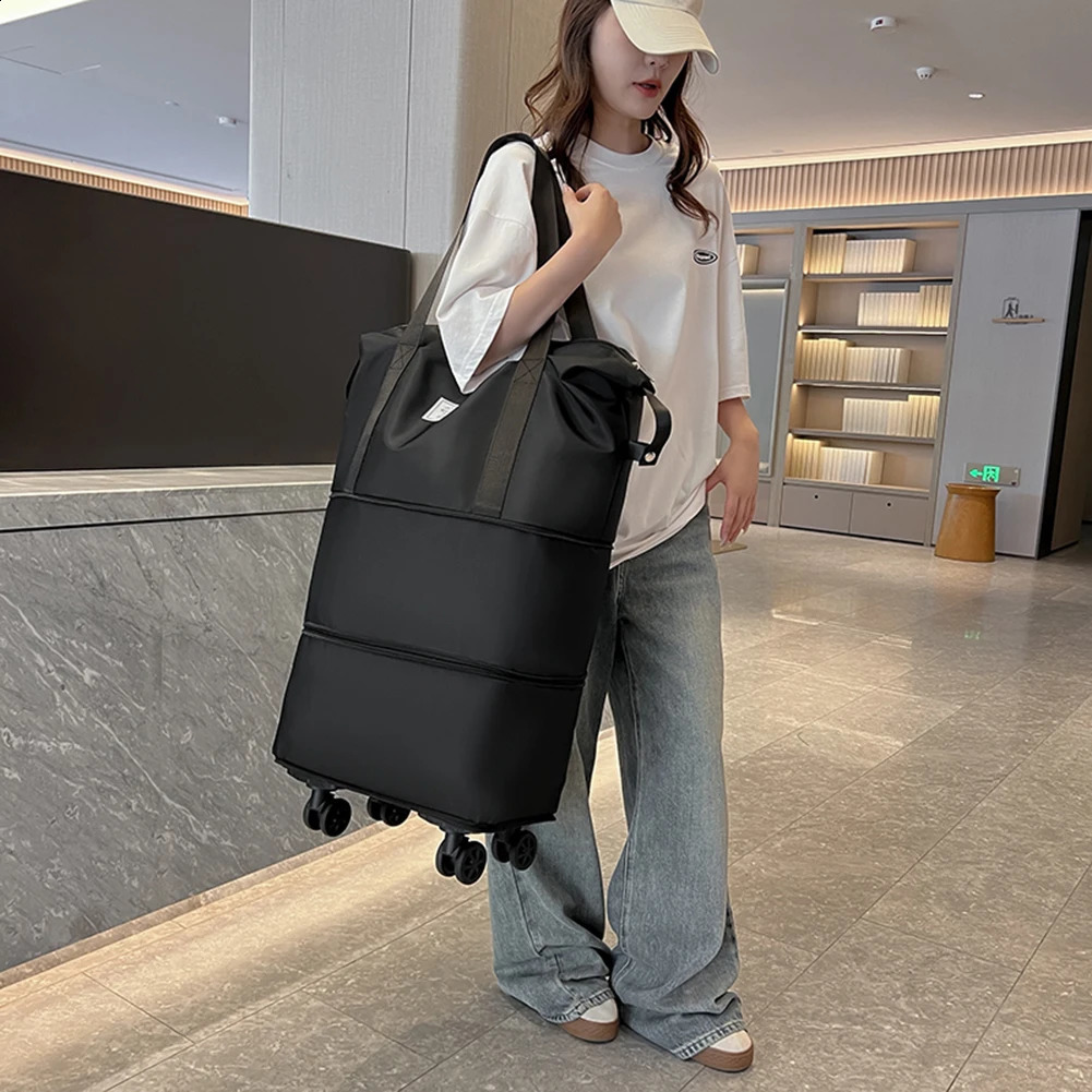 Travel Bag Large Capacity Expandable Duffle Pack Foldable Business Storage Bag Waterproof Expandable Duffle Bag with Wheel 240829