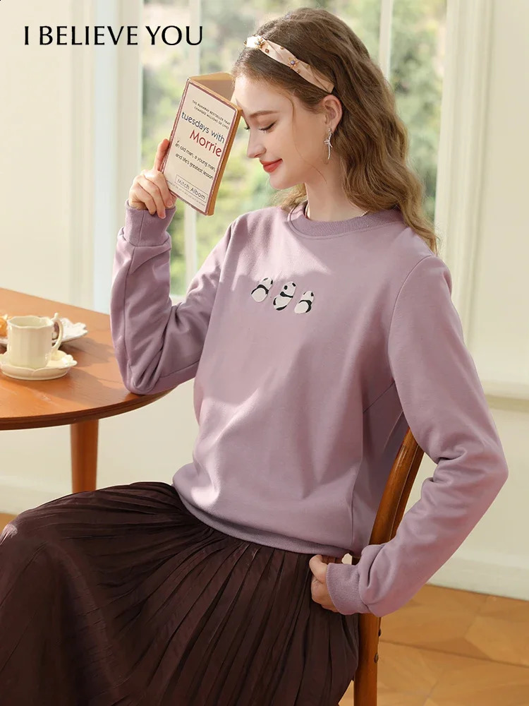 I believe in your womens embroidered hooded sweatshirt with velvet thick round neck for winter warm lazy loose casual top 2234195394 240827