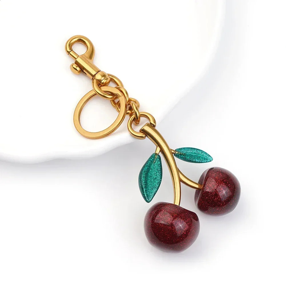 Red Cherry Bag Pendant Keychain Charm for Womens Handbag Internet Crystal HighGrade Accessories 240829 - view 3